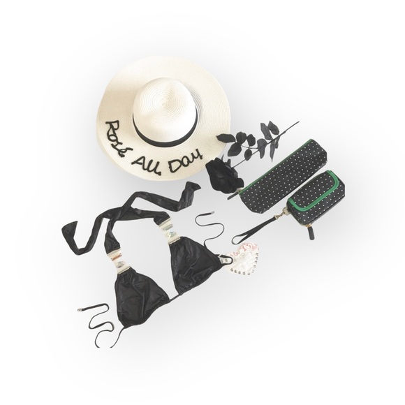 new Rose All Day ☻ Jet Setter Oversize Brim Floppy Sun Hat ☻ White Black Letters - Picture 4 of 14